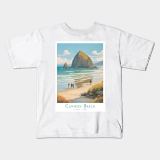 Vintage Retro Cannon Beach Oregon Artwork Kids T-Shirt